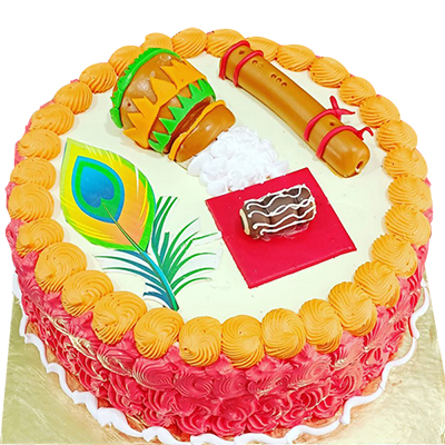 "Designer Krishna Ashtami Fondant Cake -2 Kg (Cake World) - Click here to View more details about this Product